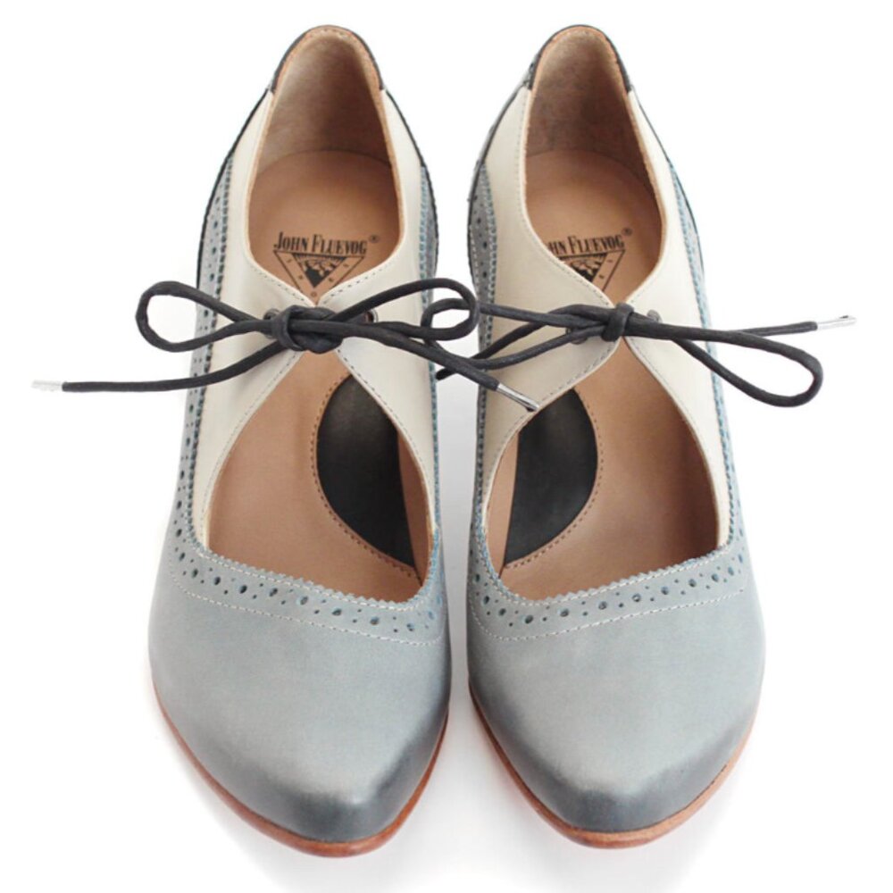 *NEVER WORN* Fluevog 2016 Wonder LYRA Mary Janes, Gray/Blue/Black, Size 9 (TTS). - Picture 16 of 16